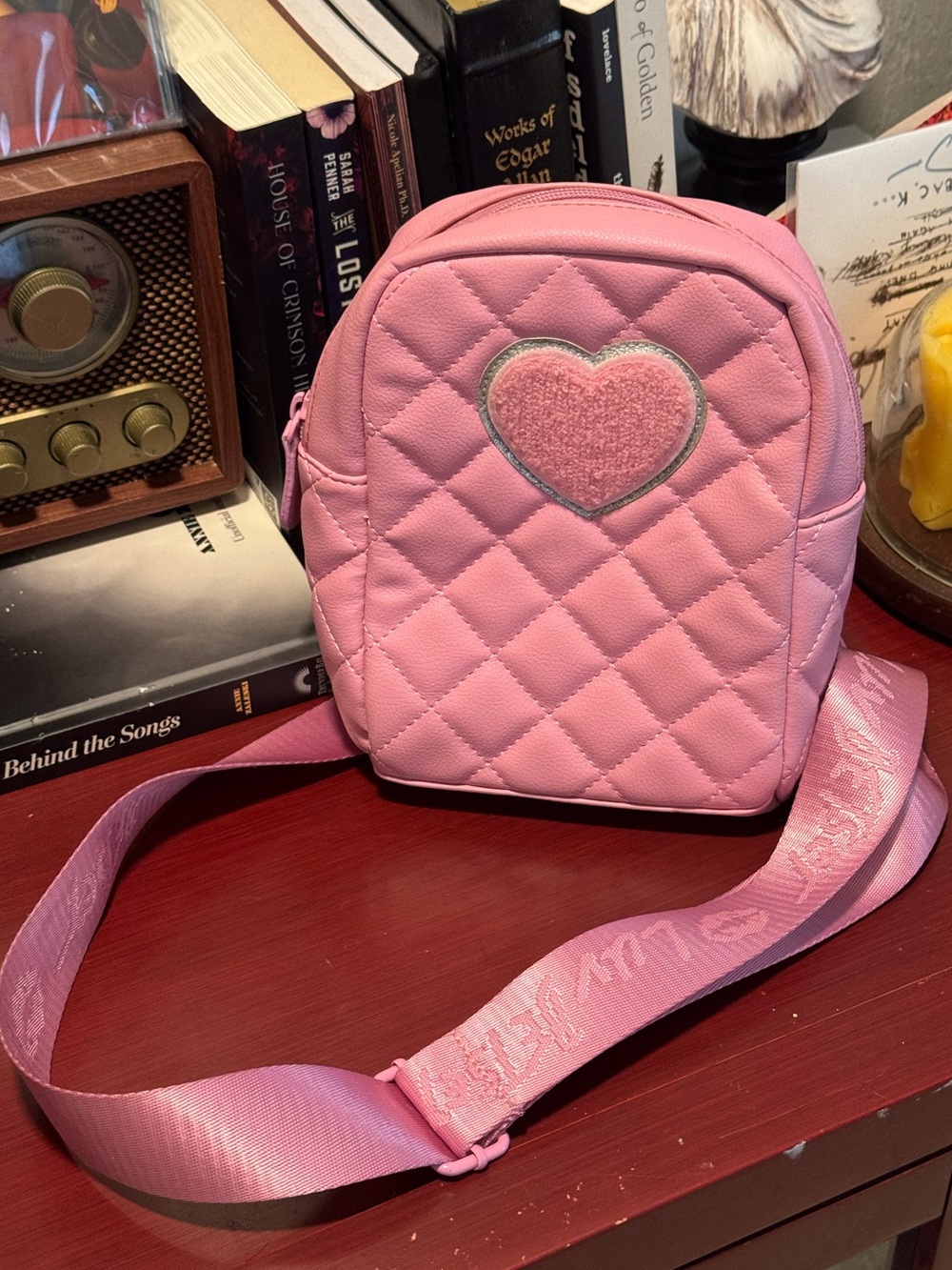 Luv Betsey Quilted Pink Heart Mini Crossbody Bag